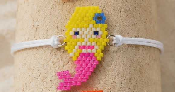 Bracelet sirène Miyuki - cheveux roux queue saumon