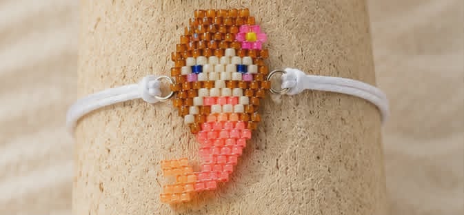 Bracelet sirène Miyuki - cheveux blonds queue rose