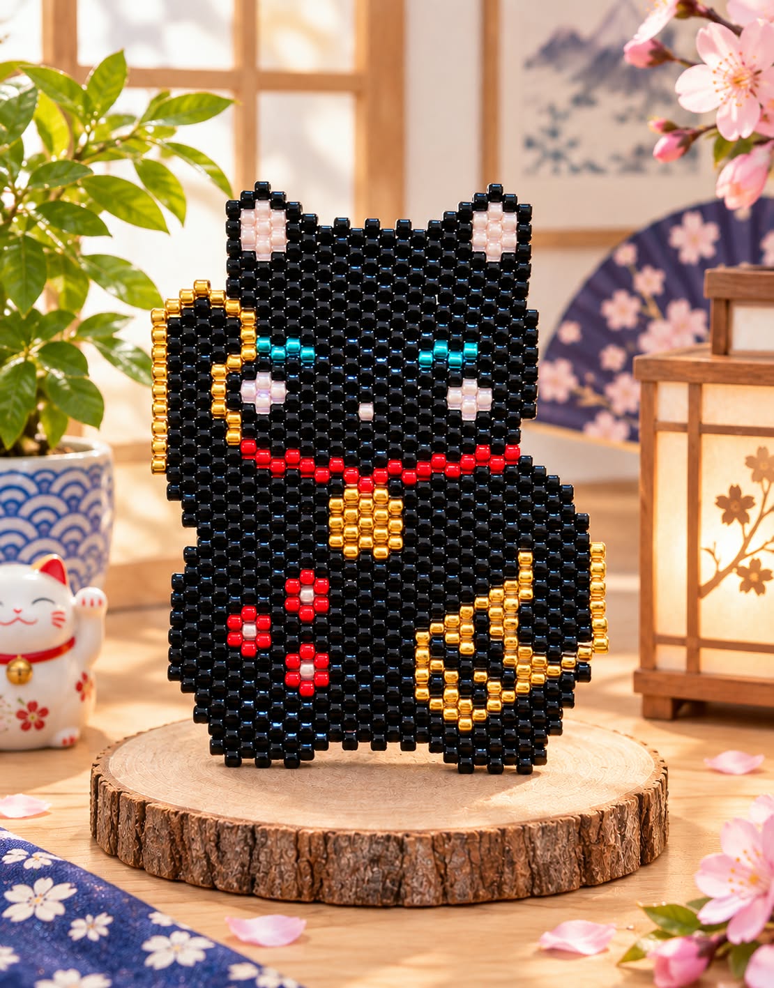 Broche Maneki Neko – Perles Miyuki