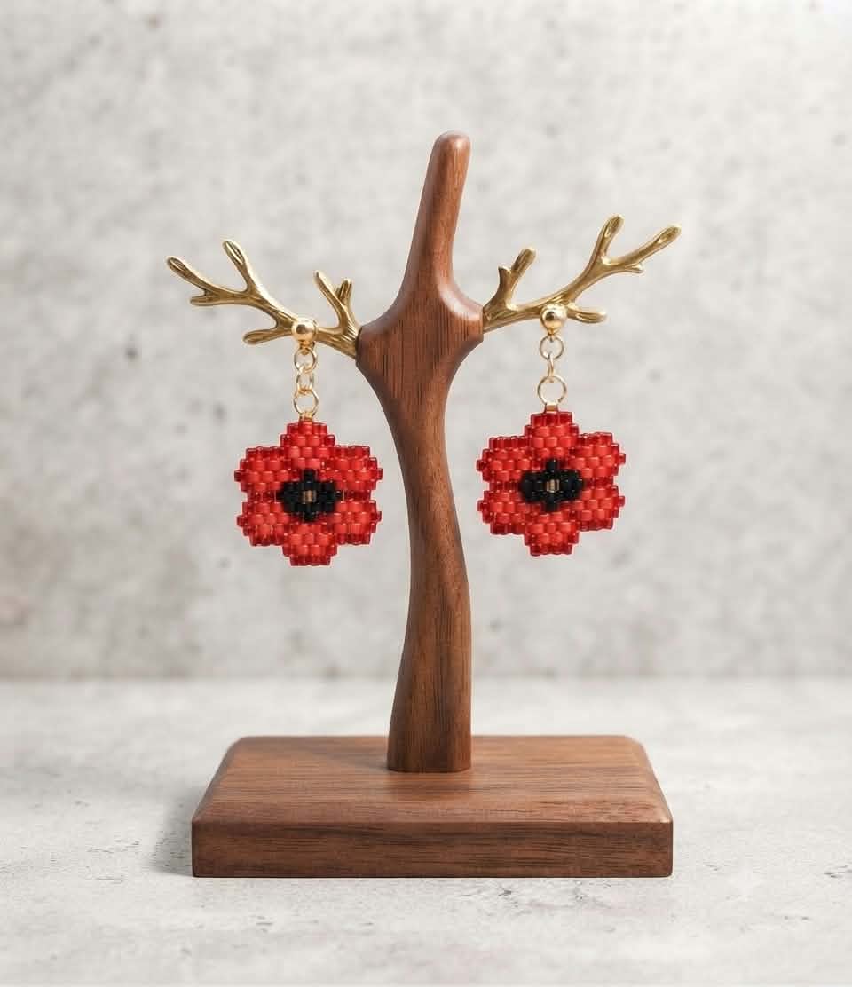 Boucles d'oreilles "Coquelicots Perlés"