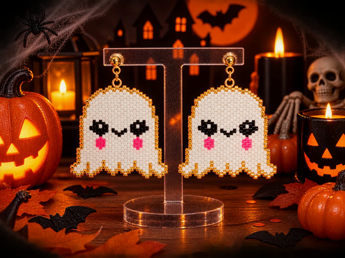 Boucles d'oreilles « Fantômes Mignons » – Perles Miyuki