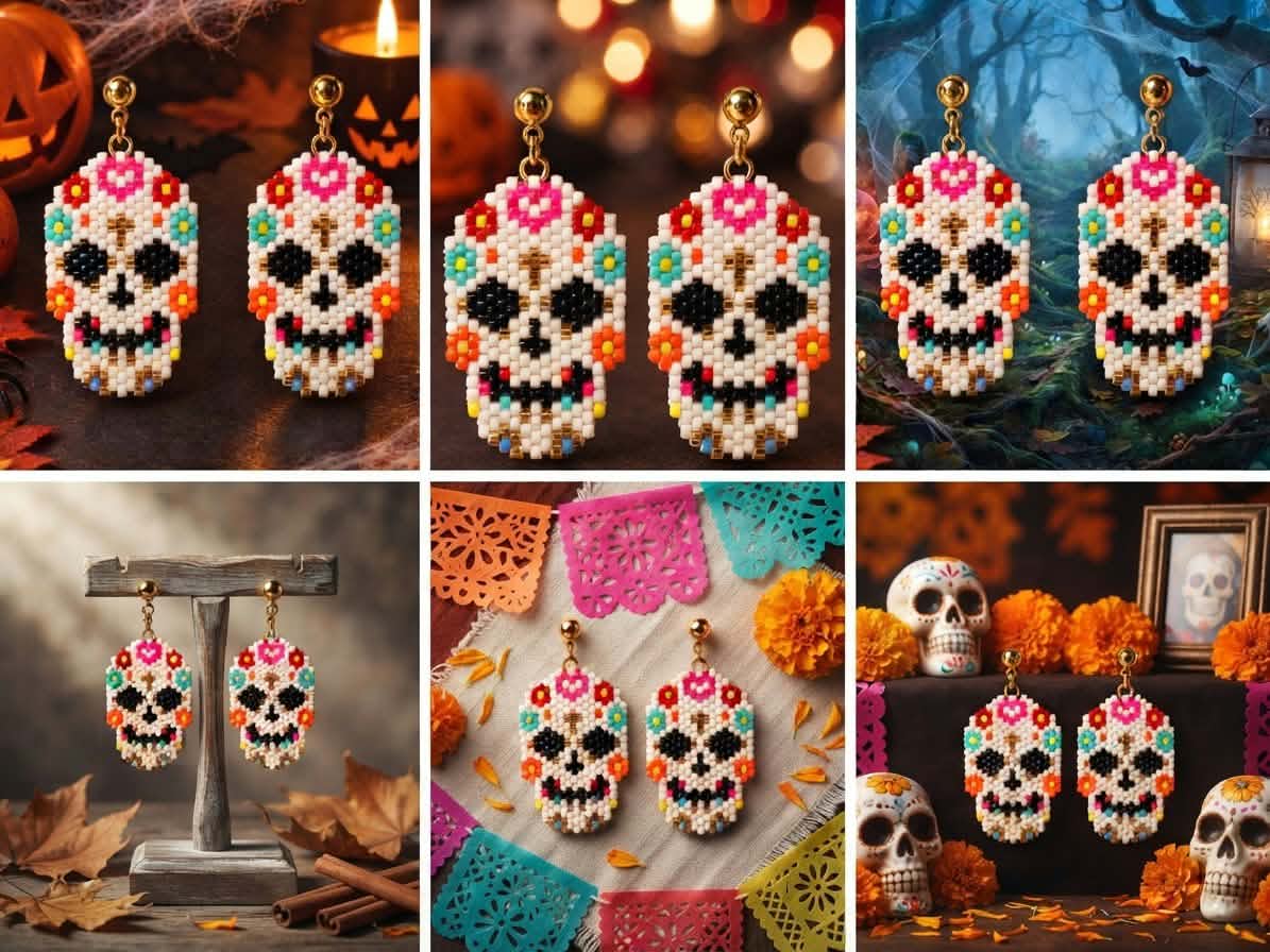 Boucles d'oreilles Skull - Perles Miyuki