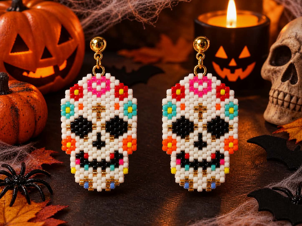 Boucles d'oreilles Skull - Perles Miyuki