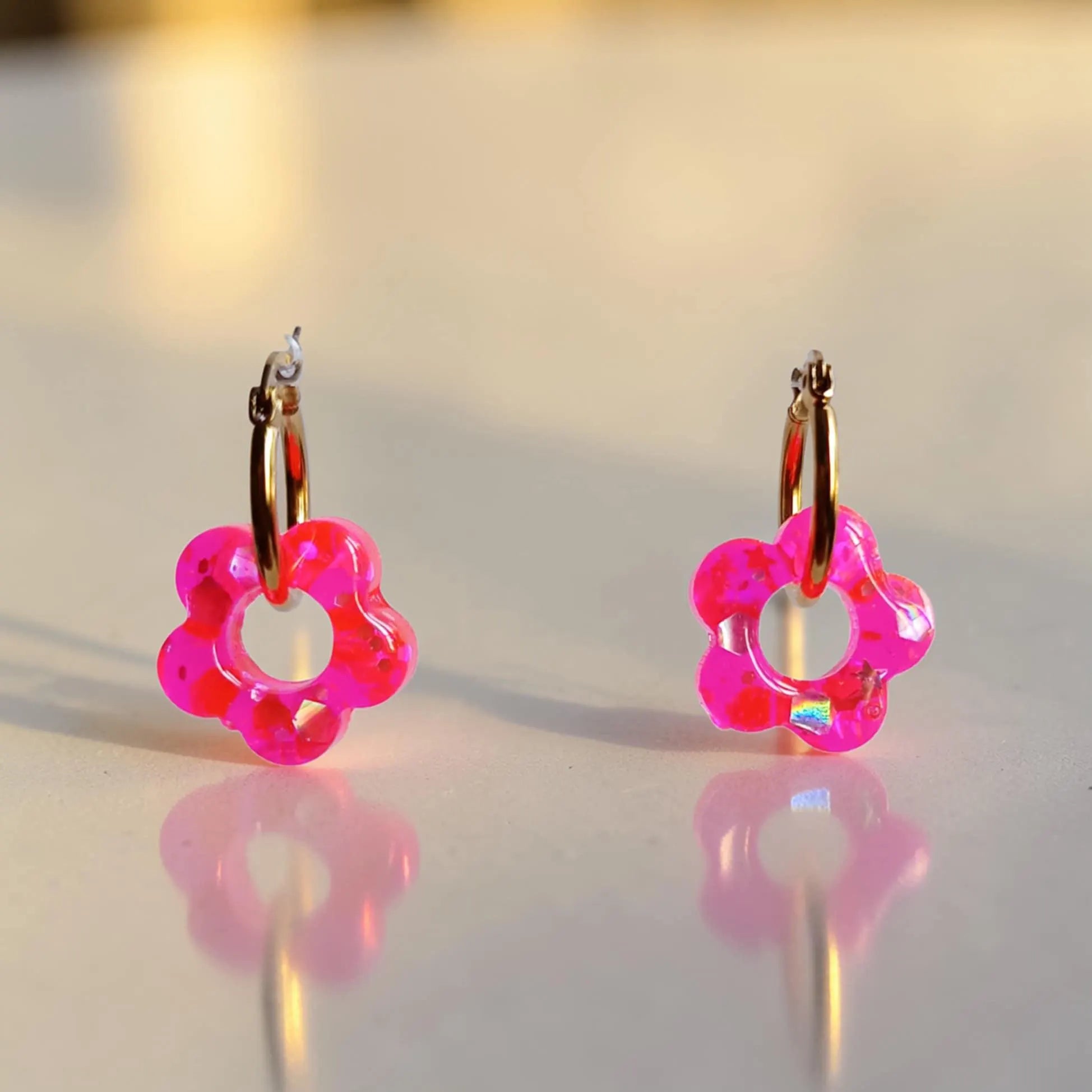 Boucles d'oreilles "Fleurs Roses"