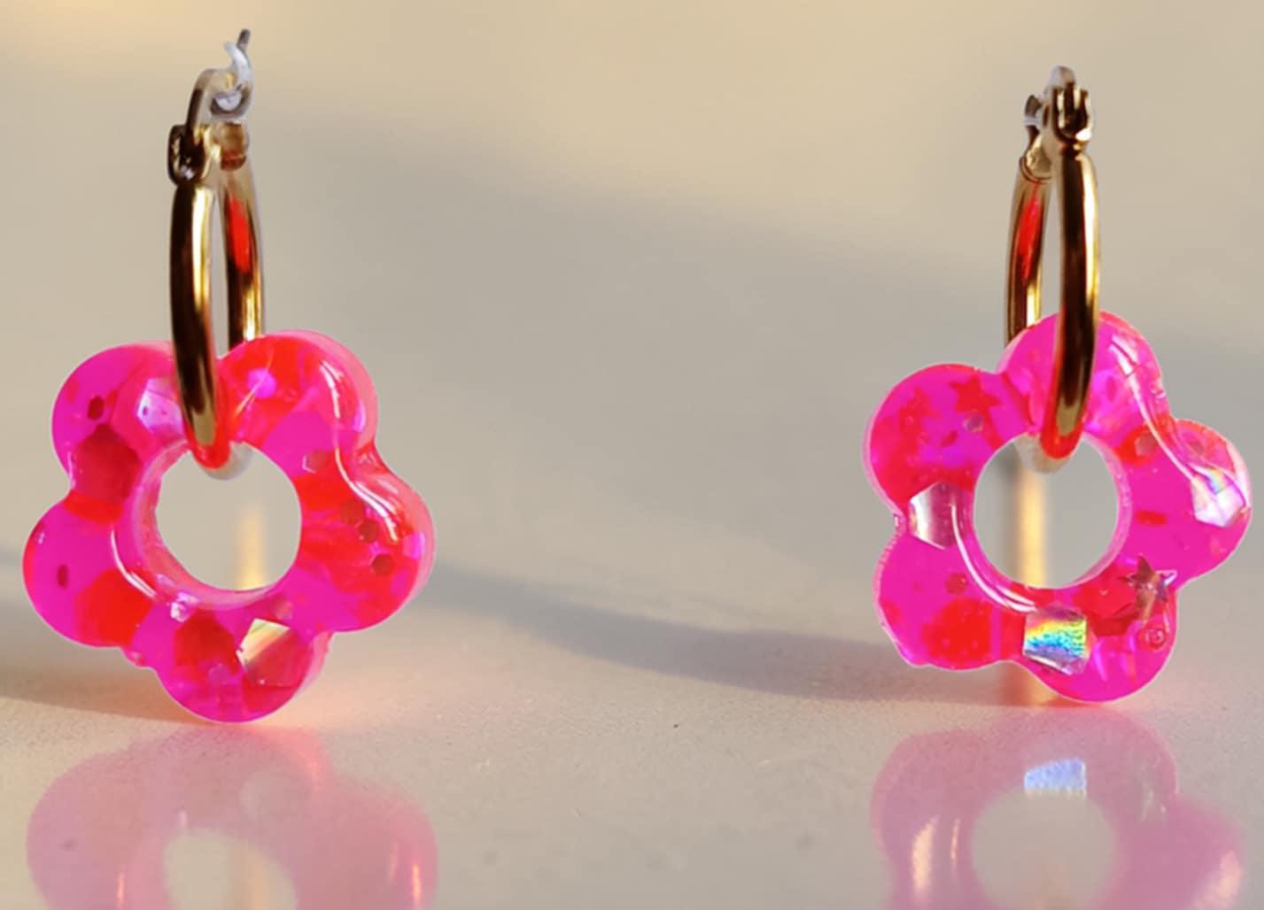 Boucles d'oreilles "Fleurs Roses"